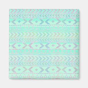 Aimant Motif de style d'art aztèque sarcelle pastel