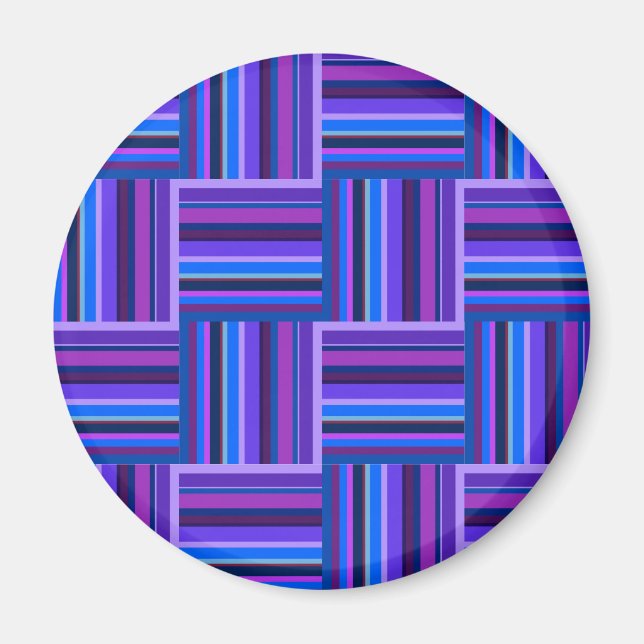 Aimant Motif de tissage à rayures bleues et violettes (Devant)