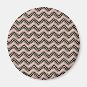 Aimant Motif de zigzag noir et rose
