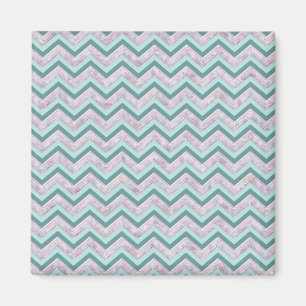 Aimant Motif de zigzag turquoise floral de perle