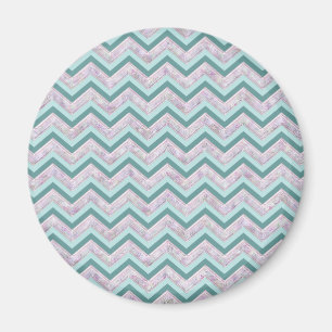 Aimant Motif de zigzag turquoise floral de perle