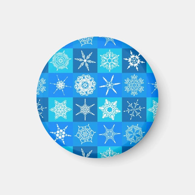 Aimant Motif des flocons bleus (Devant)