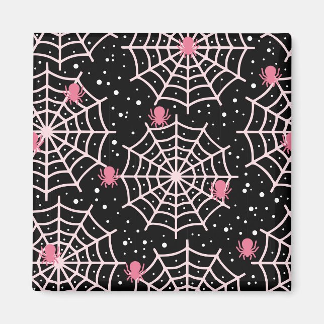 Aimant Motif des toiles d'Halloween et araignées (Devant)
