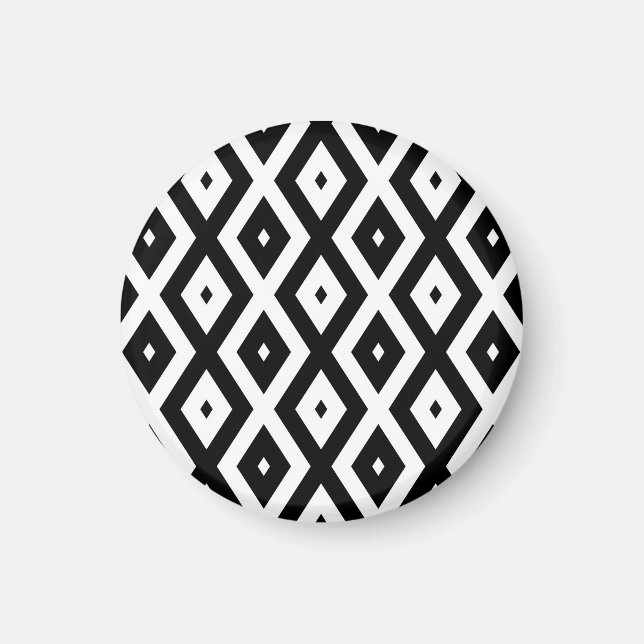 Aimant Motif diamant noir et blanc (Devant)