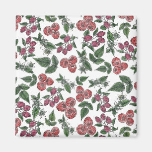 Aimant Motif d'illustration de feuilles de framboise