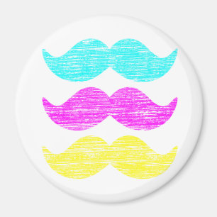 Aimant Motif d'impression de moustache couleur CMY
