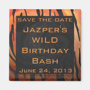 Aimant Motif d'impression monogramme Tiger chaud orange e