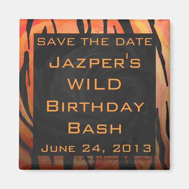 Aimant Motif d'impression monogramme Tiger chaud orange e (Devant)