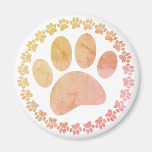 Aimant Motif D'Impression Paw Et Round Frame Dog