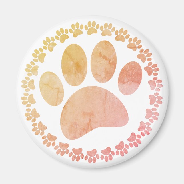 Aimant Motif D'Impression Paw Et Round Frame Dog (Devant)