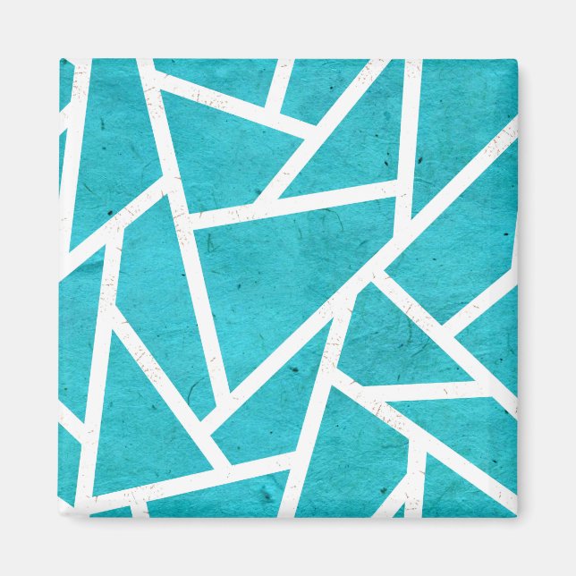 Aimant Motif en mosaïque bleu-vert et blanc (Devant)