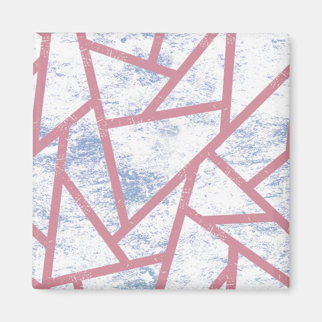 Aimant Motif en mosaïque rose et bleu (Devant)