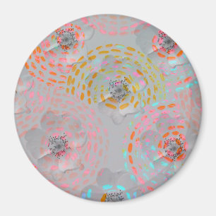 Aimant Motif fleuri coloré avec lignes graphiques pointil