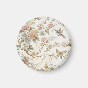 Aimant Motif floral chinois vintage avec colibri