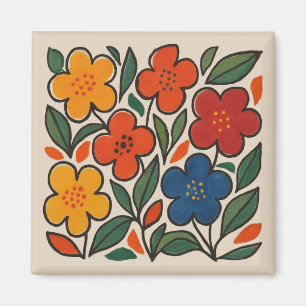 Aimant Motif floral de style rétro des années 1960