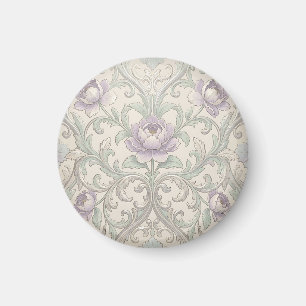 Aimant Motif floral orné de pivoine argentée lavande