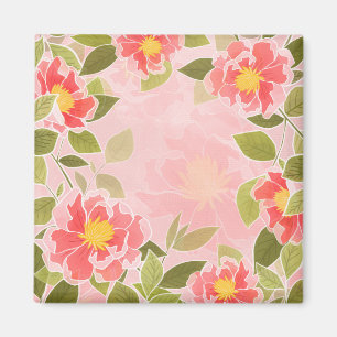 Aimant Motif floral rose et corail arrière - plan