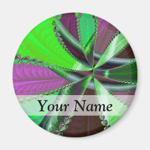Aimant Motif fractal vert et violet
