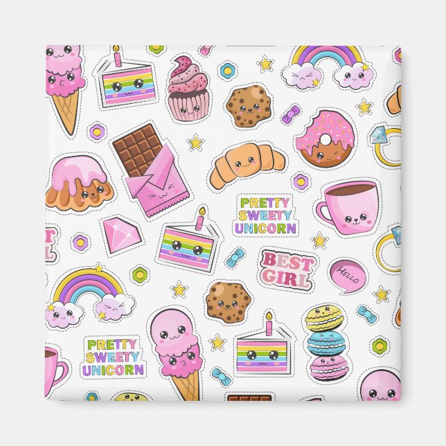 Aimant Motif Funny Unicorn Magique Arc-en-ciel mou (Devant)