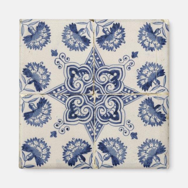 Aimant Motif géométrique bleu vintage (Devant)