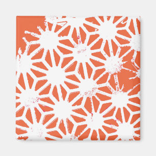 Aimant Motif géométrique orange et blanc