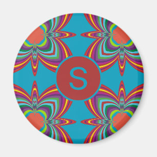 Aimant Motif géométrique psychédélique coloré en monogram