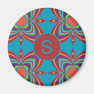 Aimant Motif géométrique psychédélique coloré en monogram