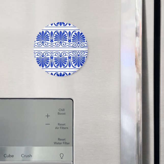 Aimant Motif grec méditerranéen bleu (In situ (réfrigérateur))