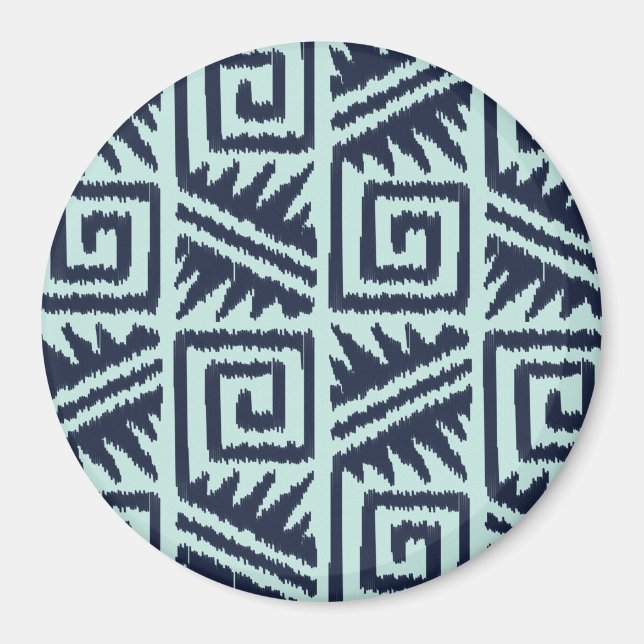 Aimant Motif Ikat Aztec - Indigo et bleu clair (Devant)