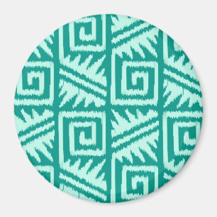 Aimant Motif Ikat Aztec - Turquoise et Aqua