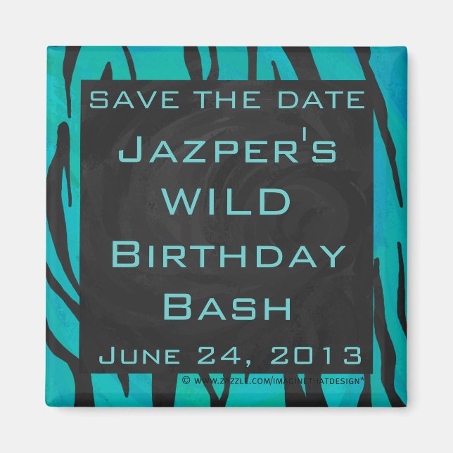 Aimant Motif imprimé noir et sarcelle Monogram Tiger (Devant)