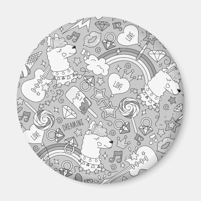 Aimant motif lama 4 (Devant)