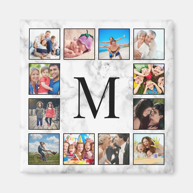 Aimant Motif Marbre blanc en pierre (Devant)