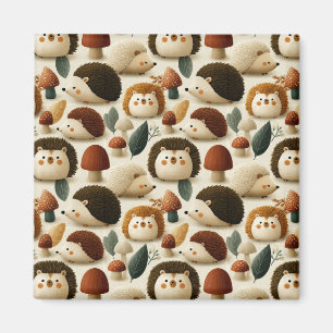 Aimant Motif mignon de hérisson et de champignon de la fo