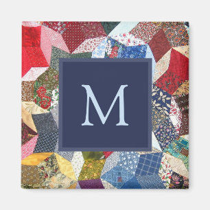 Aimant Motif Monogramme Étoiles Patchwork Découpage