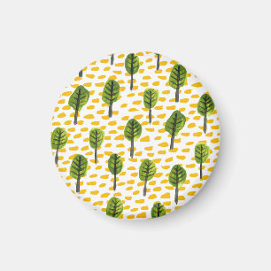 Aimant Motif Naïve Green Black Tree