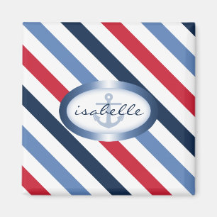 Aimant Motif nautique personnalisé Ancre et bande