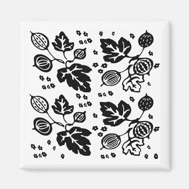 Aimant Motif Pyrex vintage - Gooseberry (Noir) (Devant)