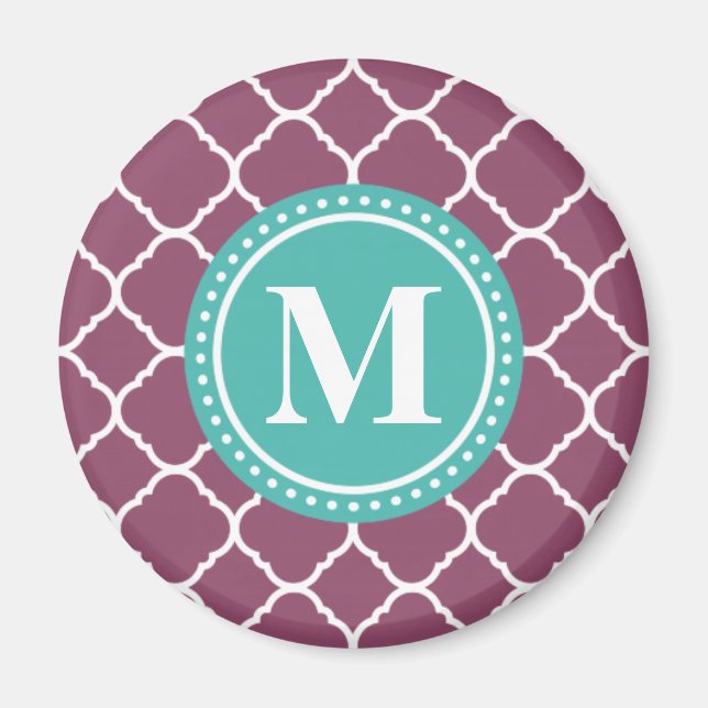Aimant Motif Quatrefoil bleu Monogram Aqua (Devant)