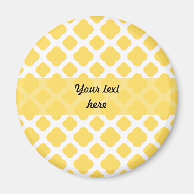 Aimant Motif Quatrefoil jaune citron et blanc (Devant)