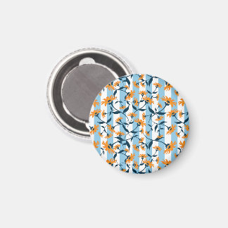 Aimant Motif rayure bleu aqua et marguerite orange marine