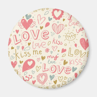 Aimant Motif romantique avec Coeurs et Lèvres