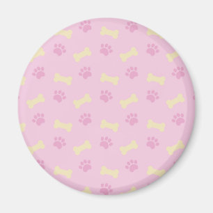 Aimant Motif rose d'os d'empreinte de patte