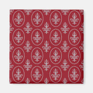 Aimant Motif rouge vintage de Fleur de lis de papier
