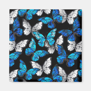 Aimant Motif sans couleur foncée avec papillons bleus Mor