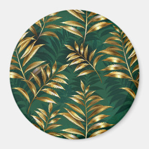 Aimant Motif sans couture avec fougères dorées