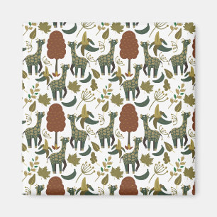 Aimant Motif sans couture Giraffe   motif floral coloré