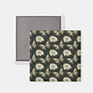 Aimant Motif sans couture luxueux de fleurs et de papillo