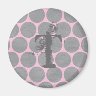 Aimant Motif texturisé rose et gris de point de polka
