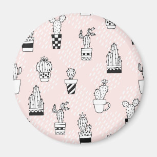 Aimant Motif tiré par la main mignon de cactus